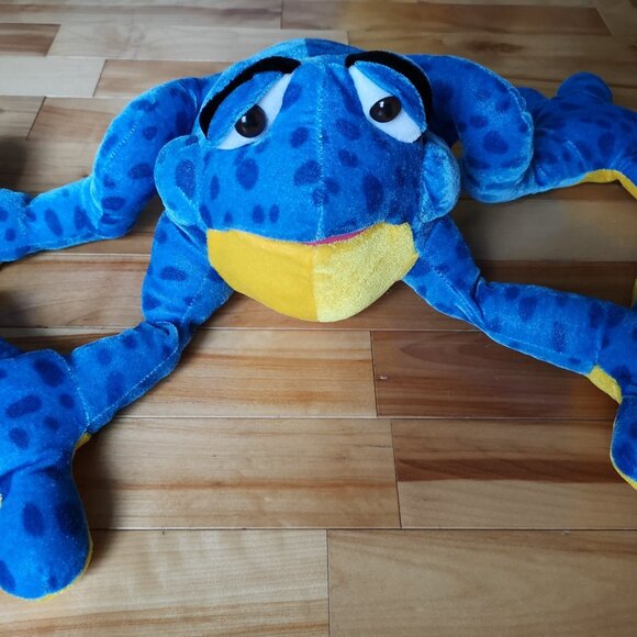 VINTAGE Best Made Toys Blue Frog Plushie Stuffed Animal - Picture 1 of 4